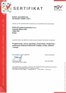Sertifikat ISO 20 000 : 2011       